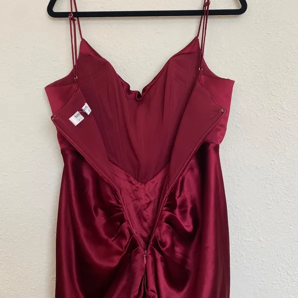 HOUSE OF CB 'Nera' Wine red Satin Draped Corset‎ Dress /Size L NWOT - Image 11