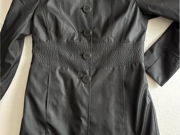 Kenneth Cole Black Button-Front Long Trench Coat - Image 9