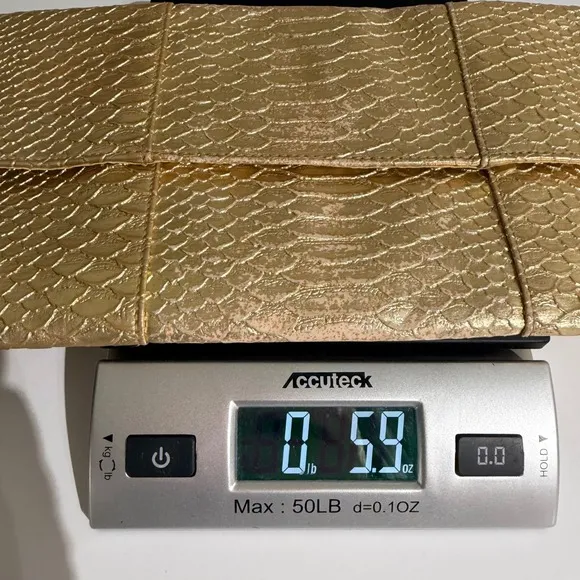 Jessica McClintock Gold Snake Embossed Metallic Clutch‎ Evening Bag - Image 12
