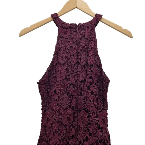 Lulus Love Poem Burgundy Lace Halter Mini Dress Size Small Valentine's Day Date - Image 6