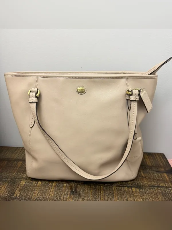 Coach Peyton Leather Zip Top Tote F27349 Brass/Sand bag - Image 2