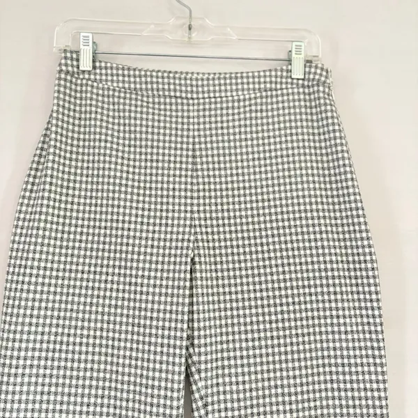 Wilfred Aritzia Gingham Wide Leg Trousers Black White‎ Checkered Side Zip Small - Image 3
