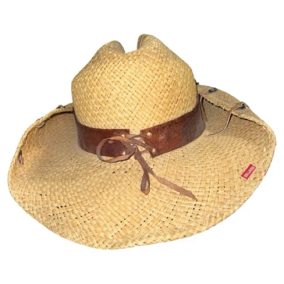 Bullhide Stylish Tan straw rolled sides Cowboy/girl Hat with Brown Band - Image 8