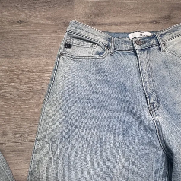 Kancan‎ High Rise Wide Leg Jeans Light Wash Frayed Hem KC7847M Womens 11/29 - Image 5