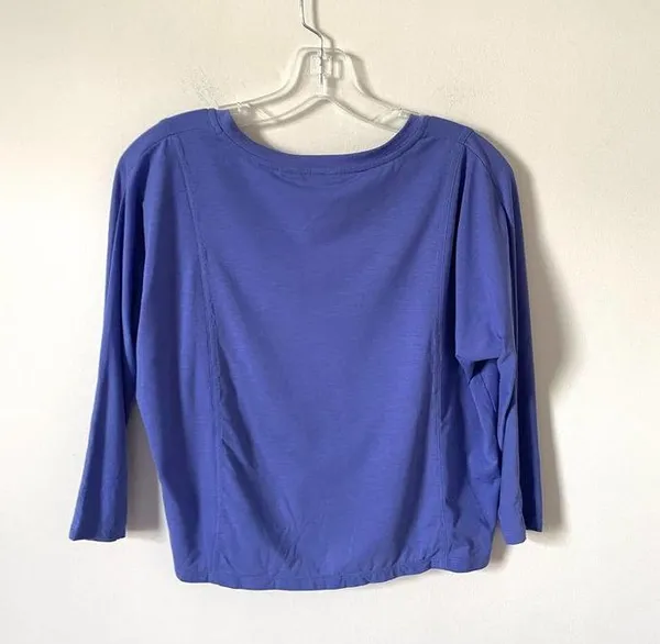 Athleta Oversized Quick Dry V-Neck Three Quarter Sleeve Workout Top Purple XXS - Image 2