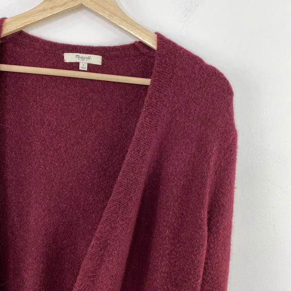 Madewell Kent Cardigan Sweater Burgundy Merino Wool Alpaca Blend Small E0185‎ - Image 5