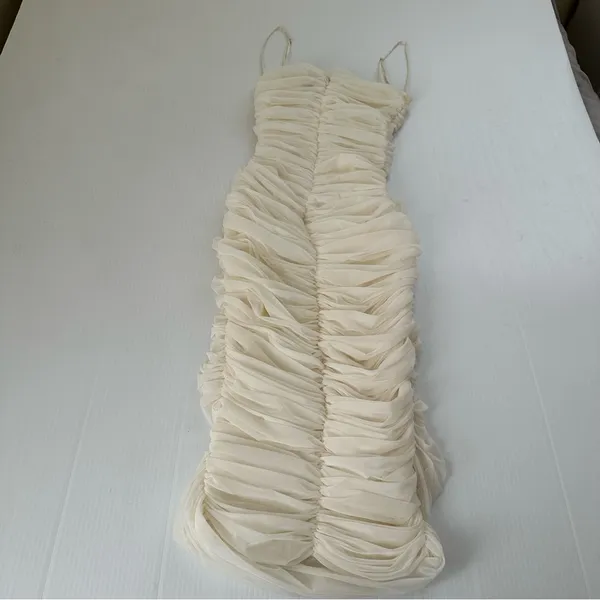 House of CB Sirene Gathered Organza Mesh Dress Ivory, M - Image 6