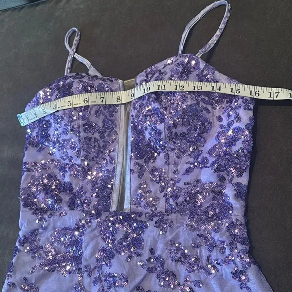 SOLD Purple Mermaid Fit Prom Party Dress Sparkly Sequins Lace Up Back Size 2 - Image 10