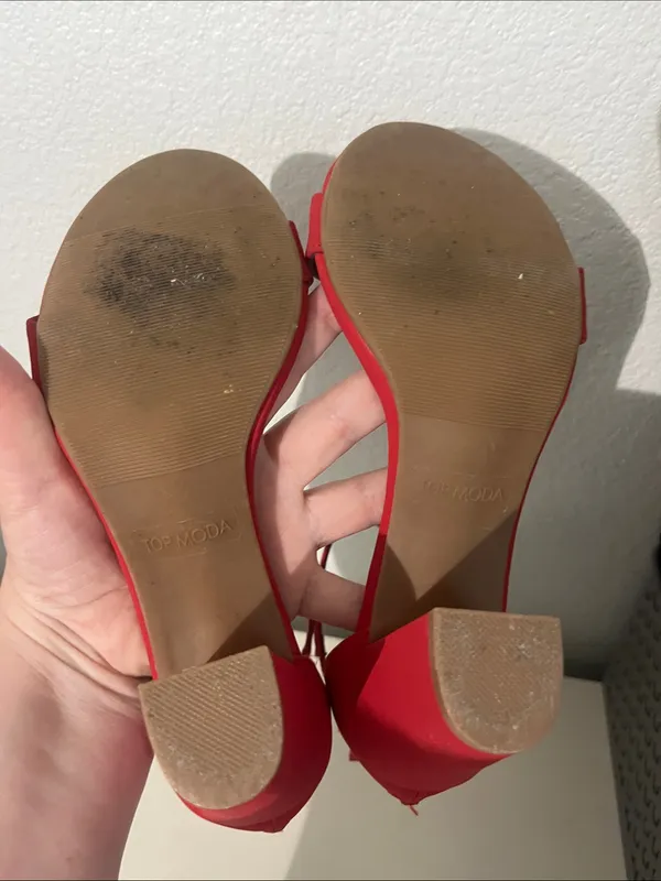 Top Moda Women’s Chunky Heels Red Strappy Size 7.5 - Image 8