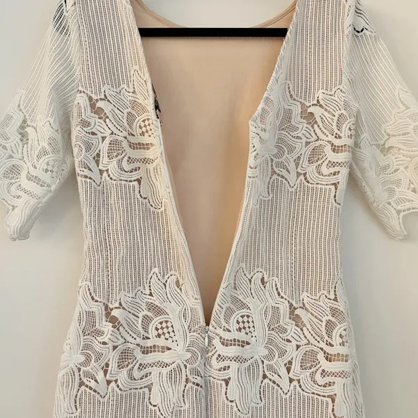 Lulus Sweet Messages White Embroidered Lace Half Sleeve Mini Dress Size S - Image 11