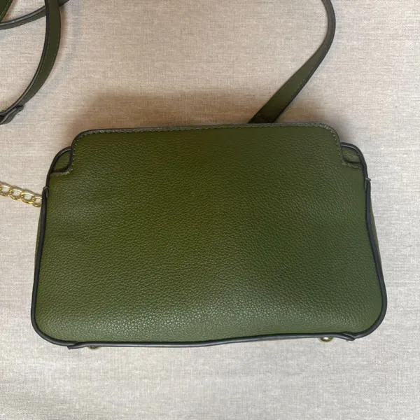 Olive Green Vegan Leather Camera Bag Crossbody Purse - Image 2