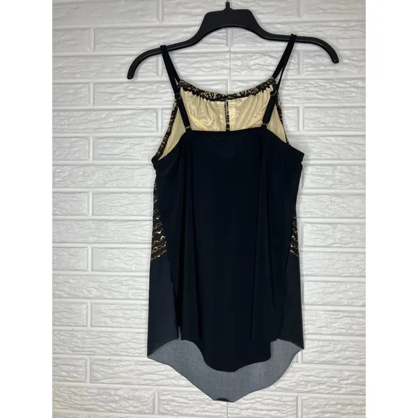 Miraclesuit Kiara peephole tankini top high neck black gold women's size‎ 12 - Image 4