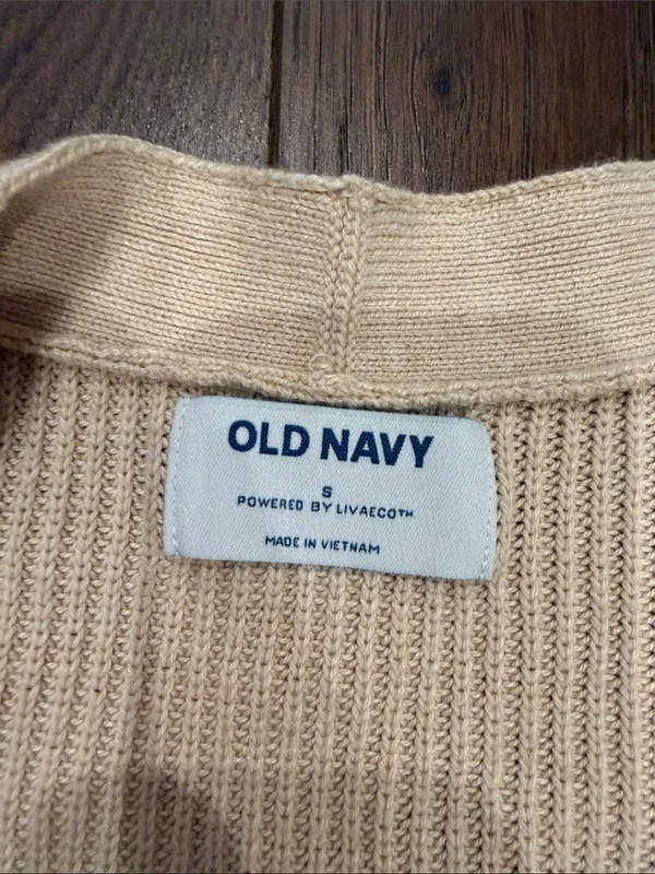 Old Navy Beige Open-Front Ribbed Cardigan Size Small - C1-604 - Image 2