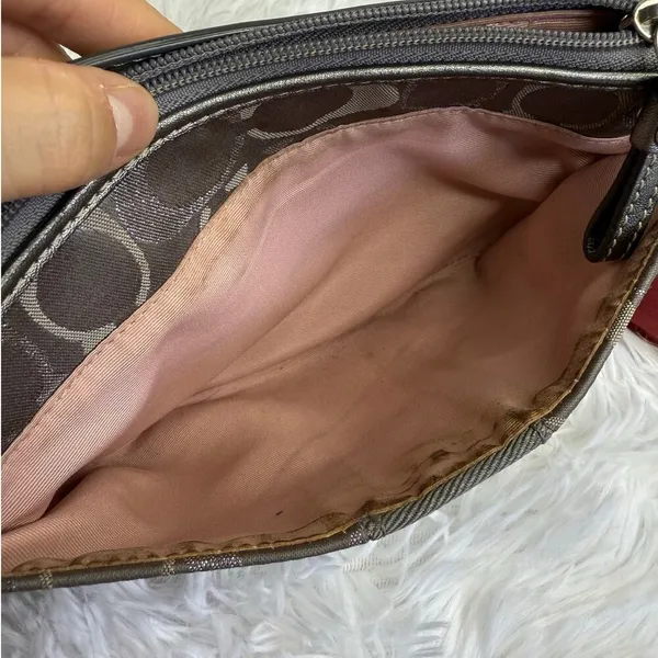 COACH y2k Gray Silver Signature Canvas Mini Purse Wristlet - Image 9