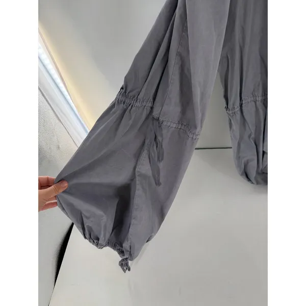 Free People Anthropologie Gray Utility Jumpsuit Sz S Ruched Bust Parachute Pants - Image 6