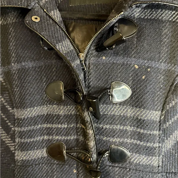 Grey and navy plaid wool Guess coat #wintercoat - Image 3