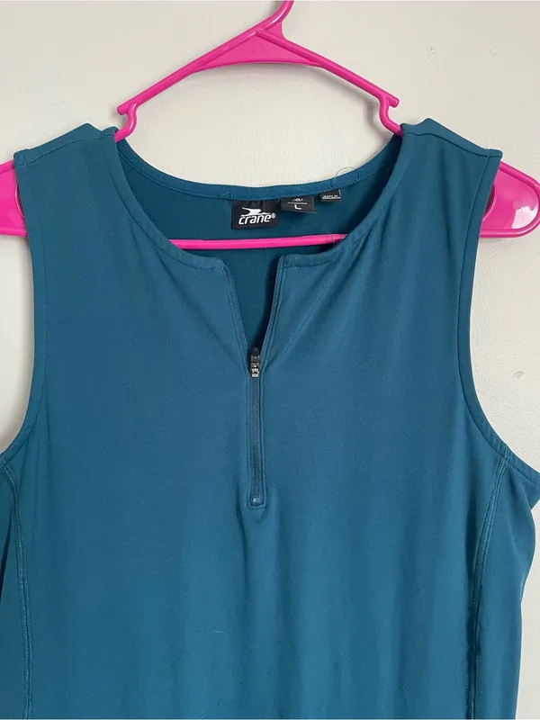 CRANE | Teal Quarter Zip Sleeveless Athletic Dress w/ Shorts Sz L - Image 3