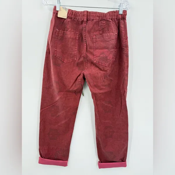 Anthropologie Pilcro‎ NWT The Trailblazer Patchwork Pants Burgundy Size XS - Image 3