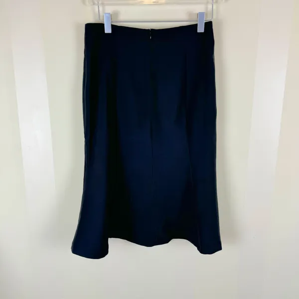 Rene Lion Black Button Front Knee Length Skirt Size Large - Image 8