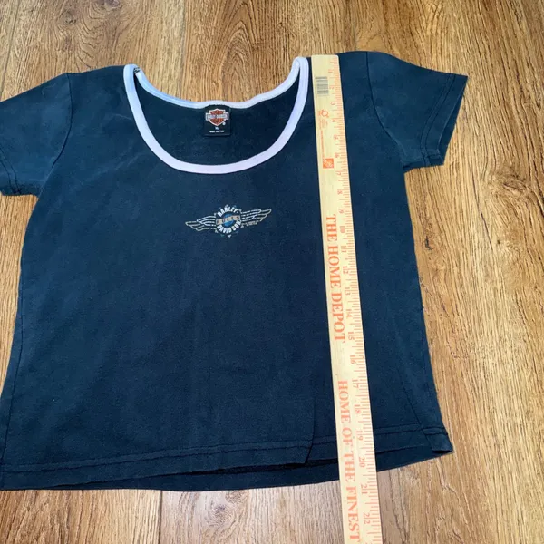 VTG 1995 Harley Davidson Rules Womens XL Baby‎ Tee Houston TX Ringer Shirt USA - Image 6