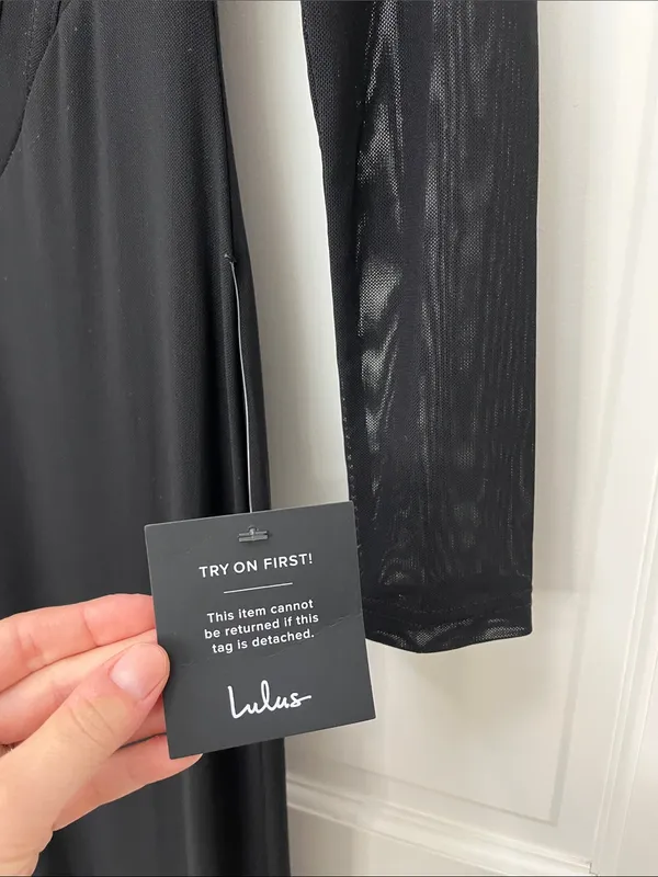 NWT Lulus Sensational Appeal Black Mesh Cutout Long Sleeve Maxi Dress - Size XS - Image 2