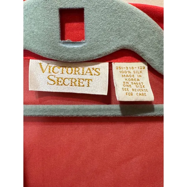 Victoria's Secret Gold Label Red Silk One Button Sheer Top Robe‎ Vintage OS - Image 7