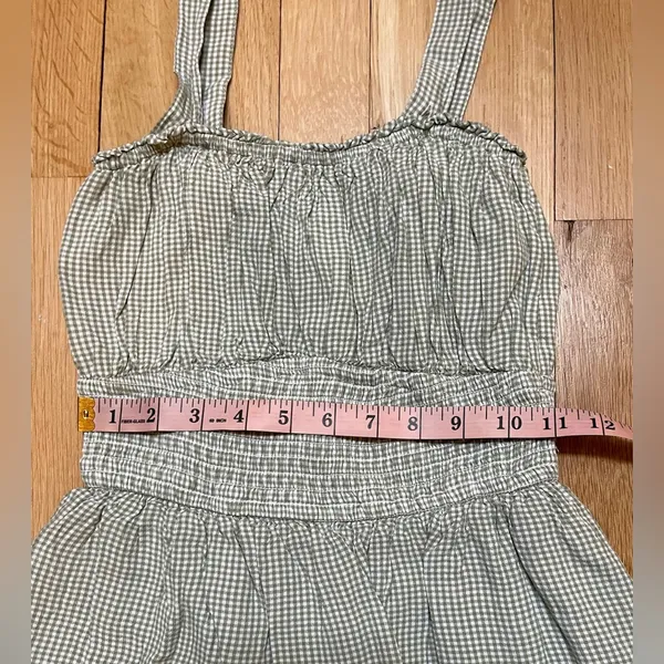 Hollister Green Gingham Sleeveless Romper - Image 9