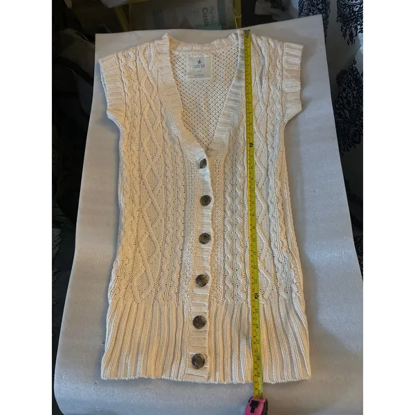 Aerie Cable Knit Cream Sweater Vest XS GrandmaCore Cozy Comfy Winter Cabincore - Image 9