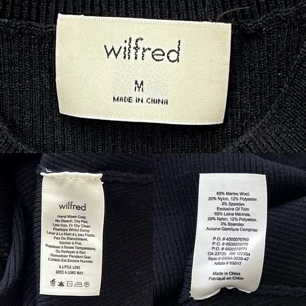 Aritzia Wilfred Mayrac Merino Wool Cutout Sweater Black Medium EUC‎ - Image 6
