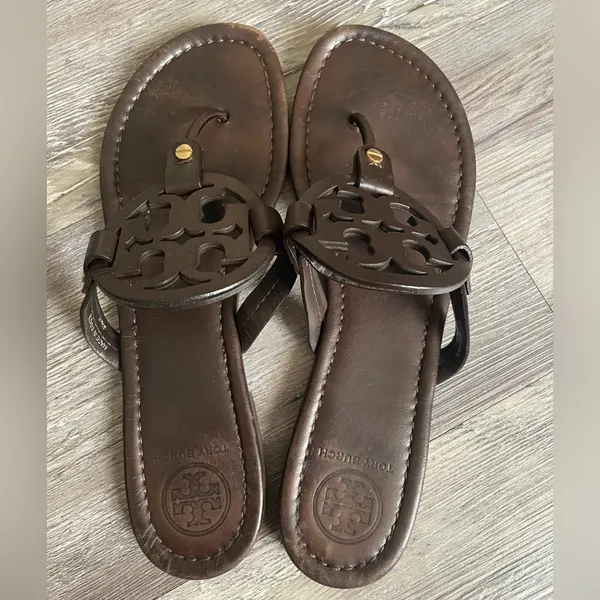 Tory Burch Dark Brown Leather Sandals - Image 2