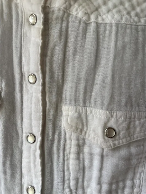 BDG White Button-Up Long Sleeve Shirt, Medium - Image 6