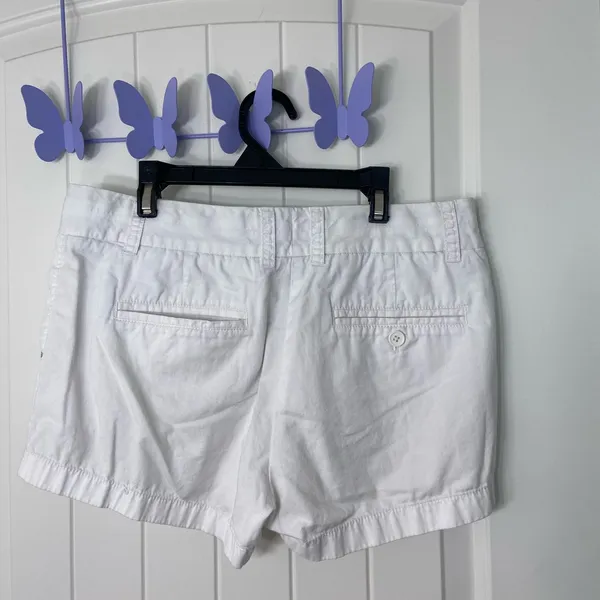 J. Crew women’s solid white cotton chino broken in‎ khaki shorts summer size 6 - Image 4