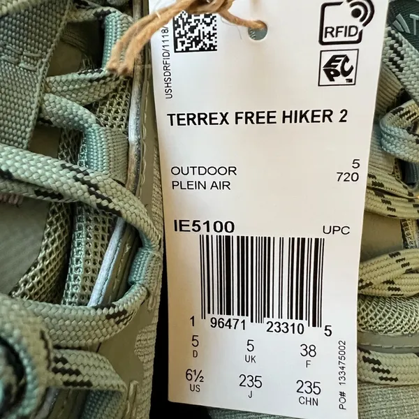 NWT Adidas Terrex Free Hiker 2.0 Low Gore-Tex Hiking Shoes Size 6.5 Green - Image 6