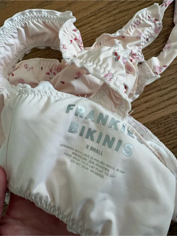 Frankie's Bikinis Cream Floral Tie-Front Bikini Set - Image 4