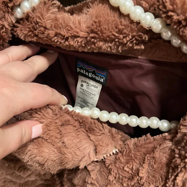 Patagonia Pelage Jacket Mauve Women's Size small Curly Fleece Zip‎ - Image 3