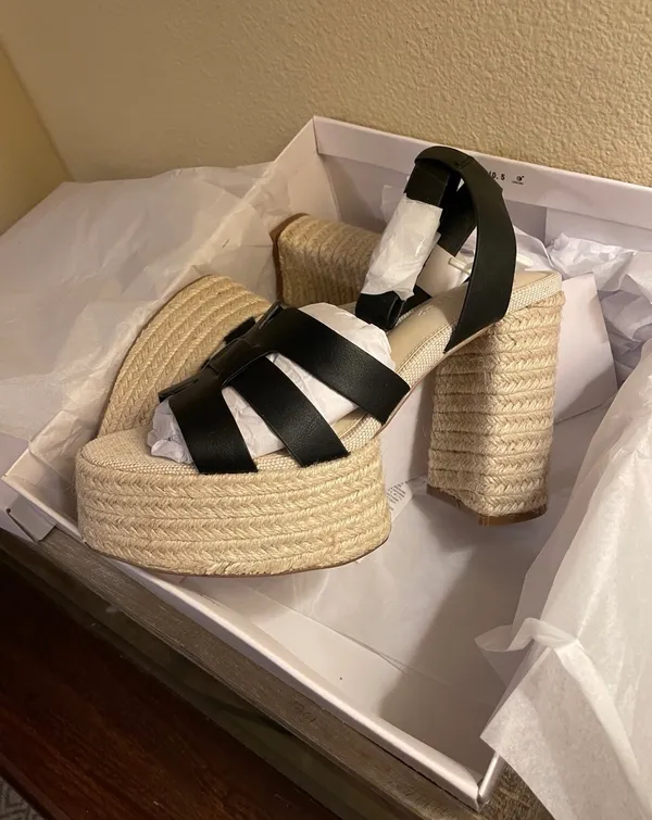 NEW! The Drop Women's Heels Duchess Raffia Buckle Strap Platform Sandal Size 8.5 - Image 3