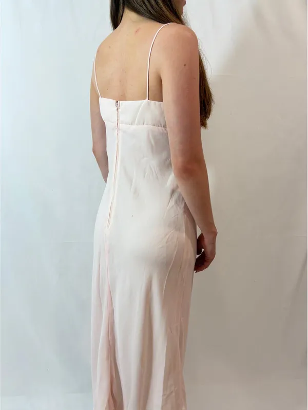 Light Pink Vintage Morgan & Co. Floral Embroidered Evening Gown - Image 6