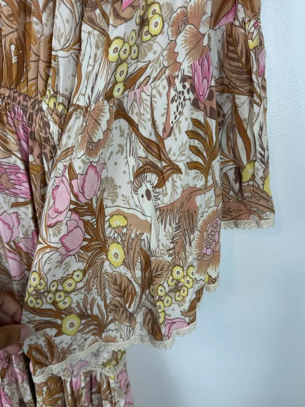 Spell‎ Jungle One-Shoulder Boho Lace Midi Dress Women’s Sz S - Image 9
