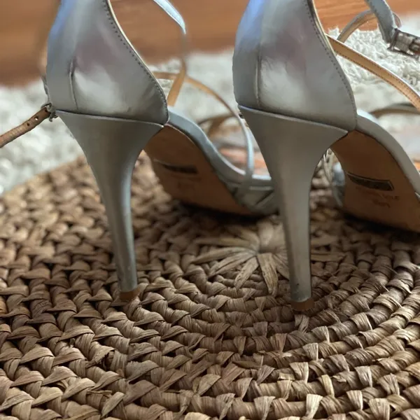 Badgley Mischka Silver Strappy Sandals - Image 4