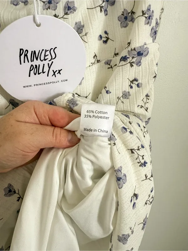 Princess Polly White Mini Slip Dress with Purple Floral Print Size 10 - Image 5