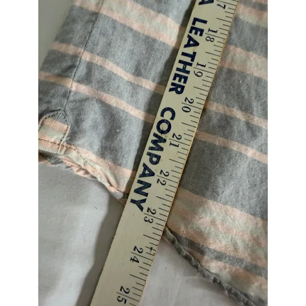 J Crew The Perfect Shirt‎ Linen Cotton Striped Button Down Pink Blue Medium - Image 5