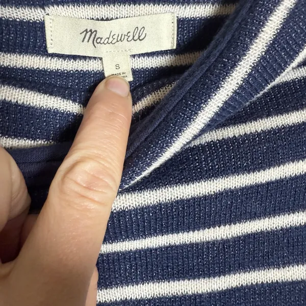 Madewell Balloon Sleeve Mockneck Stripped Sweater Shirt Sz S - Image 4