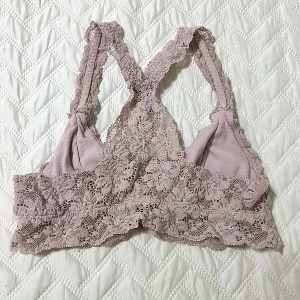Light Pink Aerie Lace Floral Bralette - Image 4