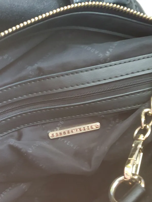 Steve Madden Black Women's Shoulder Bag with Gold Chain Accents Only Long Starp - Image 3