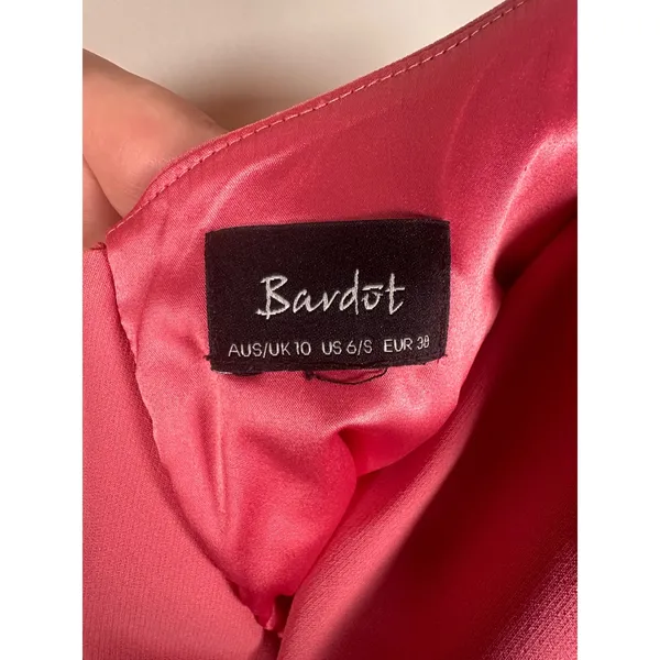 Bardot Kristen peplum Dress Women 6/S Pink Notched V-Neck Bodycon party - Image 6