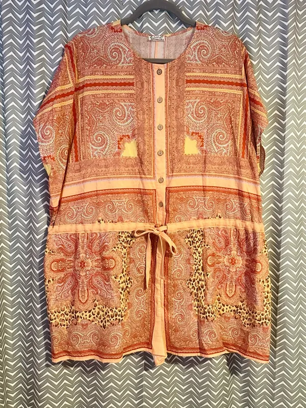 Free People Intimately | Paisley Leopard Print Short Sleeve Romper, size S - Image 2
