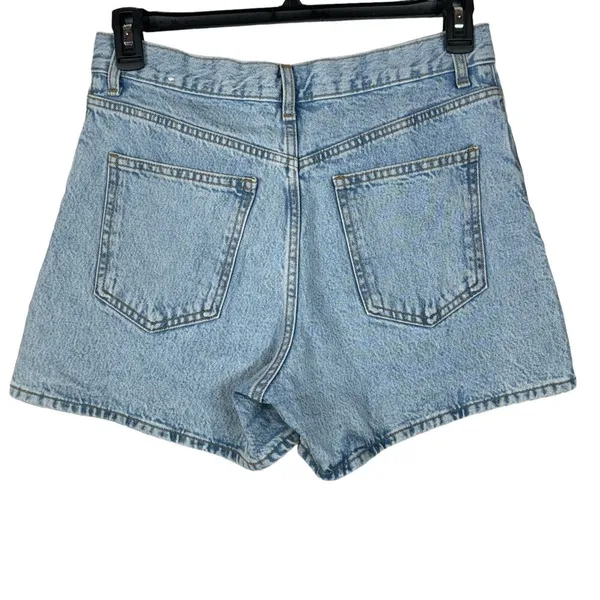 MNG SZ 8 Jeans Shorts High-Rise Zip-Fly Light Wash 5-Pocket Design Blue - Image 3