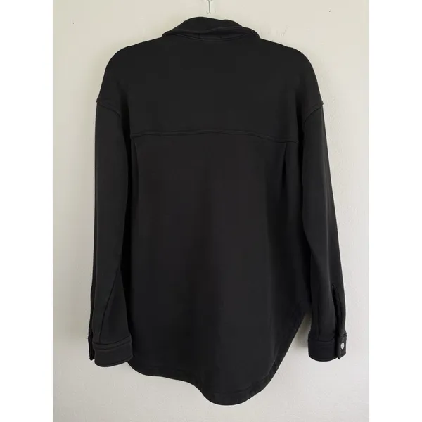 Nuuds Weekend Black Wash French Terry Button Down Lounge Sweater Women's Size XS - Image 6