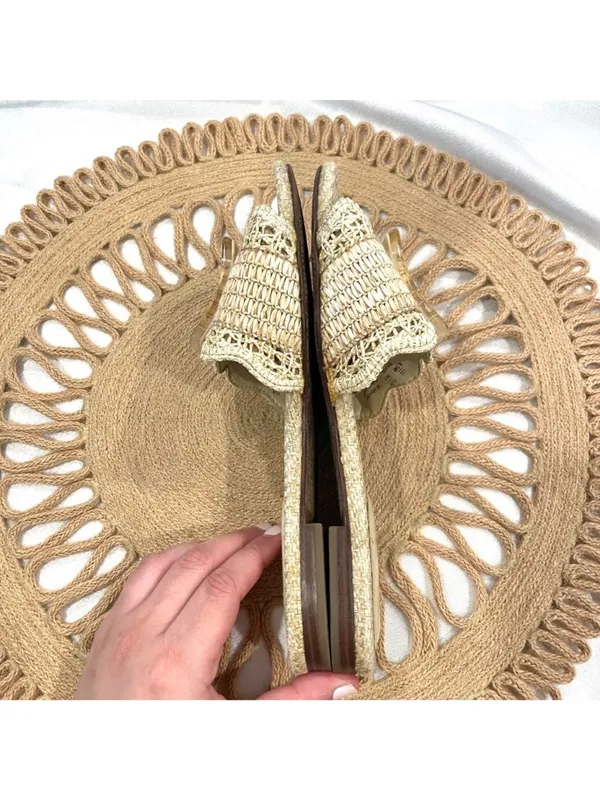 Sam Edelman Bambi Raffia Buckle Slide Sandal Tan Buttercup Size 6.5 - Image 8