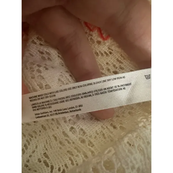 Out‎ From Under Crochet Cover Up Tunic Dress Ivory Orange Trim Backless - Image 7